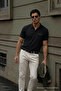 Men's Loose Short Sleeve Black Polo Collar T-Shirt with Pockets - 5