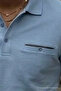 Men's Loose Short Sleeve Blue Polo Collar T-Shirt with Pockets - 5
