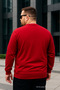 Men's Casual Plus Size Loose Burgundy Long Sleeve T-Shirt - 5