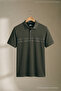 Men's Short Sleeve Striped Summer Khaki Polo Neck T-Shirt - 4