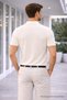 Men's Striped Beige Zippered Polo Knitwear T-Shirt - 5