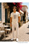 Men's Premium Printed Cotton Crew Neck Beige T-Shirt - 2