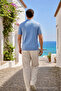Men's Trend Blue Polo Zippered Knitwear T-Shirt - 5