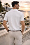 Men's Trend White Polo Zippered Knitwear T-Shirt - 5