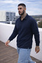 Men's Large Size Navy Blue Polo Long Sleeve T-Shirt - 5