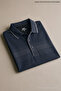 Navy Blue Men's Pique Polo Collar T-Shirt with Chest Band - 3