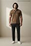 Men's Large Size Comfortable Fit Brown Polo Neck T-Shirt - 5