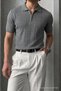 Men's Striped Relax Fit Knitwear Smoked Polo Neck t Shirt