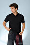 Men's Casual Embroidered Black Polo Collar t Shirt