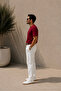 Men's Chest Embroidered Casual Loose Red T-Shirt - 3