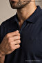 Men's Trend Loose Navy Blue Polo Half-Zip T-Shirt - 3