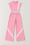 Women's Striped Detailed Crop Top and High Waist Wide Leg Pants Two-Piece Set - 6
