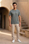 Khaki Green Men's Be a Nice Human Printed Crew Neck Loose Fit T-Shirt - 3