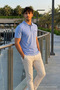 Men's Comfortable Fit Casual Blue Polo Neck T-Shirt with Pockets - 3