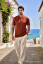 Men's Trend Tile Polo Zippered Knitwear T-Shirt - 4