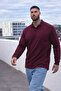 Men's Large Size Burgundy Polo Long Sleeve T-Shirt - 5