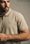 Men's Trend Loose Beige Polo Half-Zip T-Shirt - 4