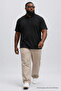 Men's Large Size Summer Cotton Black Polo Collar T-Shirt - 3