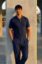 Men's Patterned Casual Knitwear Navy Blue Polo Neck t Shirt - 4