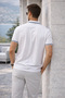 Men's Mercerized Cotton Pack Pocketed Short Sleeve White Polo Collar T-Shirt - 5