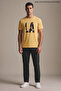 Yellow Men's La Printed Crew Neck Loose Fit T-Shirt - 4