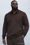 Men's Trend Large Size Dark Brown Polo Collar T-Shirt
