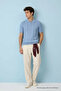 Men's Zippered Casual Polo Collar Knitwear Blue T-Shirt - 4