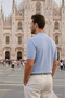 Men's Trend Blue Polo Collar Knitwear T-Shirt - 4