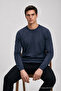 Men's Trendy Crew Neck Comfortable Indigo Knitwear Sweater - 4