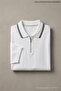 Men's Trend Striped Premium White Polo Neck T-Shirt - 3