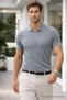 Men's Striped Gray Zippered Polo Knitwear T-Shirt