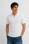 Men's Trend White Polo Collar Zippered Knitwear T-Shirt