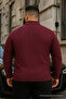Men's Plus Size Winter Loose Burgundy Polo Collar Sweater - 5