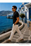 Men's Premium Imported Textured Fabric Striped Black Polo Collar T-Shirt - 5
