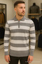 Men's Casual Long Sleeve Gray Knitwear Striped Sweater