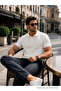 Men's Trend Cotton Waffle Fabric White Polo Collar T-Shirt - 4