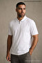 Men's Trend Loose White Polo Half Zipper T-Shirt - 3