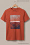 Orange Men's Block Printed Crew Neck Loose Fit T-Shirt - 5