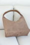 Plain Suede Dark Mink Women's Shoulder Bag - 5