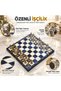 Luxury Metal Chess Set with Ottoman Byzantine Figures, Chrome Blue Marble Pattern, 20X20 Premium Gift Set - 8