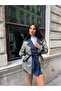 Imported Cashmere & Denim Fabric Belted Sleeve Belt Detail Lined Design Trench Coat - 5
