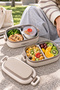 2-Tier Compartmented Stainless Steel Storage Container with Top Handle 1140 ml - 2