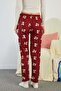 Teddy bear patterned suede pajama bottoms with elastic waist - 6