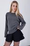 Anthrazitfarbener Oversize-Damenstrickpullover mit Rundhalsausschnitt