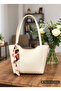Women's Shopper Hand and Shoulder Bag with Scarf, Zipper and Snap Closure