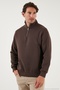 Cotton Regular Fit Half Zipper Stand Collar Ribbed Sweat Men's Sweat 59052592 - 4