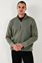 Cotton Regular Fit Half Zipper Stand Collar Ribbed Sweat Men's Sweat 59052592 - 3