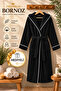 Unisex Black Bathrobe 100% Cotton |   High Quality, Hooded and Ribbed - 2