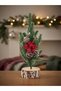 1 Piece 30 cm White Wooden Log Base Mini Christmas Decoration – Christmas Ornament with Pine Cones and Red Berries - 4