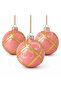 Christmas Pine Tree Ornament Shiny Special Gold Striped Holiday Cici Ball 8cm Set of 3 - 2